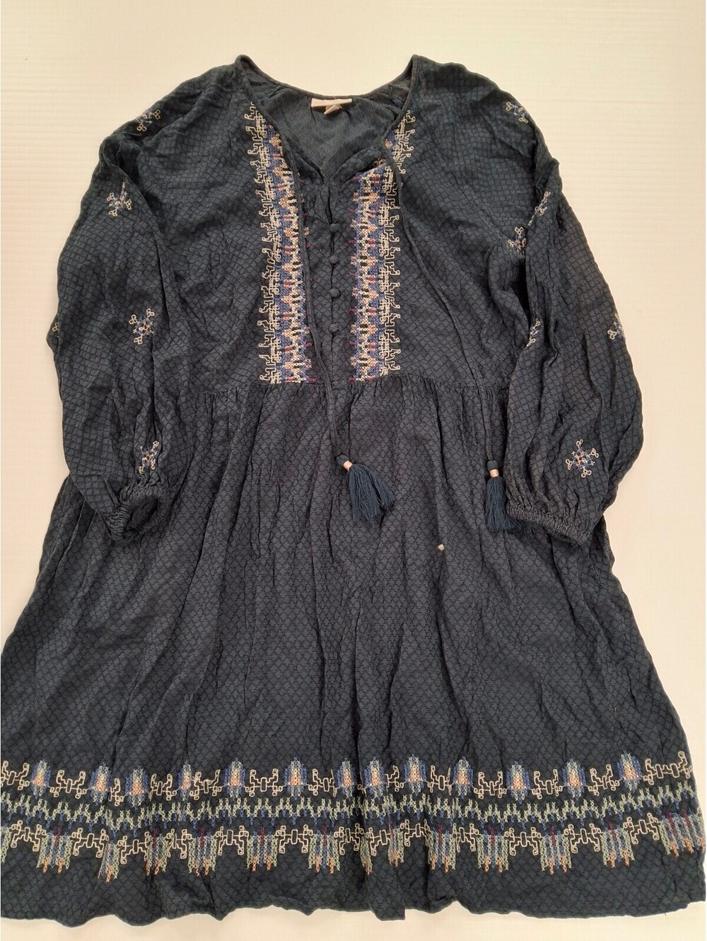 Knox Rose XL Blue Embroidered Bohemian Dress [COPY]